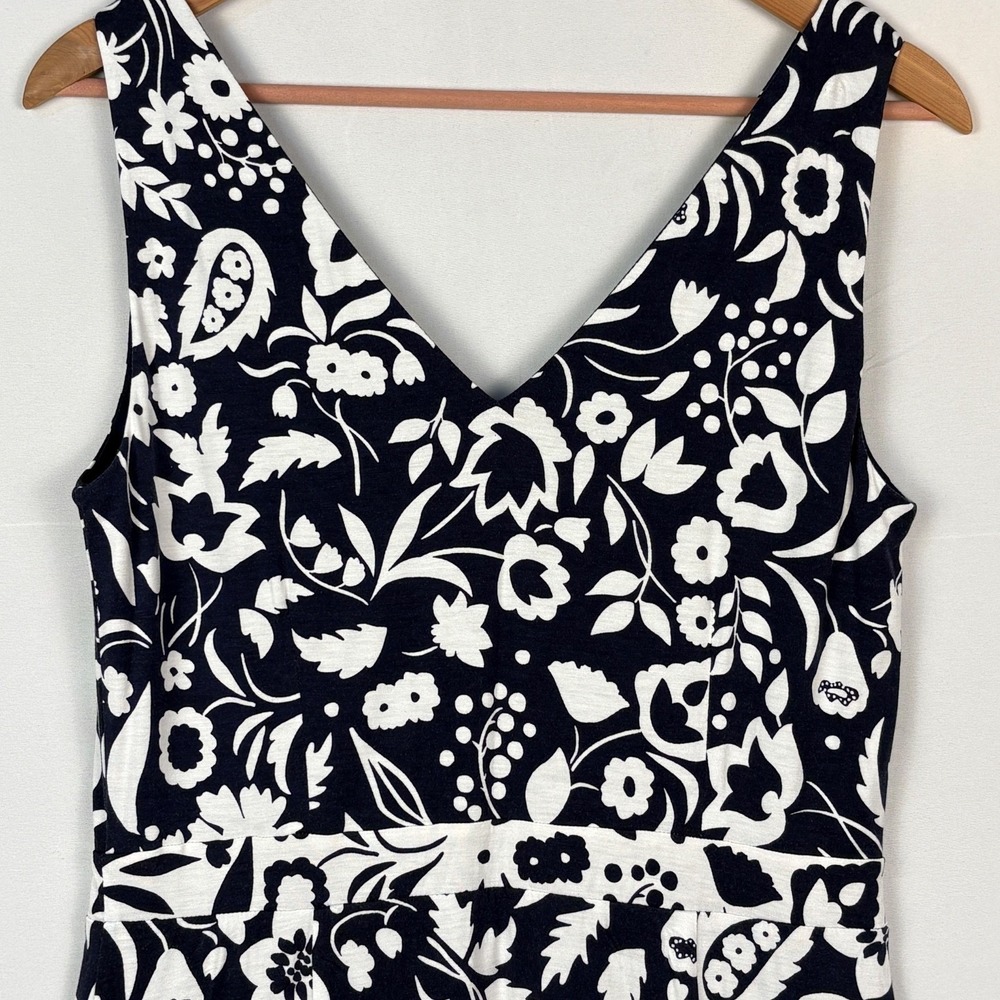 Boden Women Sleeveless Midi Dress Sz 8R Navy/ White floral Hi-low Ruffle Party - Picture 6 of 16